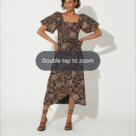 Cleobella Black and Brown Midi Dress with Botanical Elegance - Picture 3 of 4